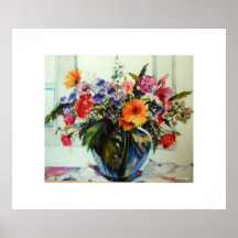 Großes Plakat, "bunter Blumenstrauß der Frühlings-