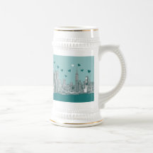 Grün-blauer NYC Valentinsgruß Haferl