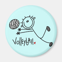 Grundlegende Strichmännchen-Volleyball-T-Shirts un Kühlschrankmagnet
