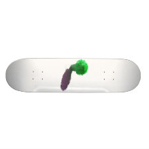 Grüne Blumen-weißer Eimer und Schatten Skateboard Bretter