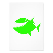 Grüne Cartoon-Fische Individuelle Ankündigungskarte