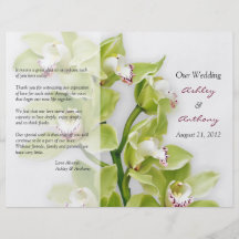 Grüne Cymbidium-Orchideen-Blumenhochzeits-Programm Vollfarbige Flyer
