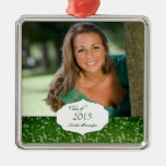 Grüne elegante Muster-Abschluss-Fotoverzierung Weihnachtsbaum Ornamente