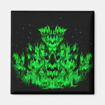 Grüne Flammenmonster am Sternenhimmel Magnets