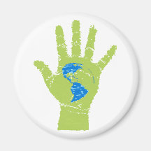 grüne Hand Erdball green hand globe Magnete