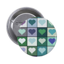 Grüne Herz-Quadrate Anstecknadelbutton