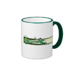 Grüne Laterne und Logo Kaffee Haferl
