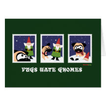 Grüne Mops-Hassgnomes-Feiertags-Karte