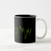 Grüne Musik schlägt Becher Teetasse
