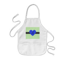 Grüne Polkapunkt-Monogrammblau-Rosen Schürze
