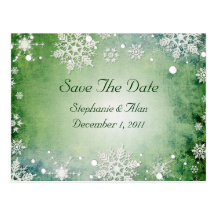 Grüne Schneeflocke-Save the Date Postkarte