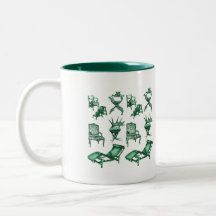 Grüne Stühle Kaffee Tassen