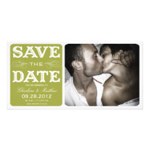 GRÜNE VINTAGE %PIPE% SAVE THE DATE MITTEILUNG INDIVIDUELLE PHOTO KARTE