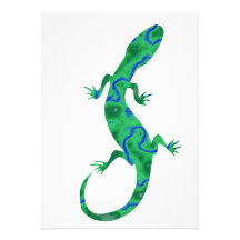 Grüner Gecko ArtDeco Einladungskarte