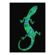 Grüner Gecko ArtDeco Einladungskarte
