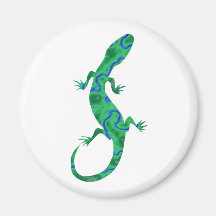 Grüner Gecko ArtDeco Kühlschrankmagnet