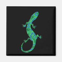 Grüner Gecko ArtDeco Magnets