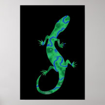 Grüner Gecko ArtDeco Plakate