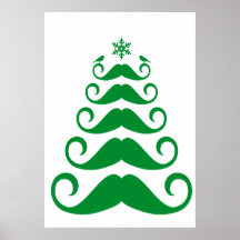 Grüner Schnurrbart Weihnachtsbaum Plakat
