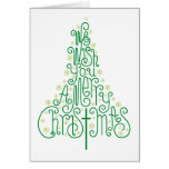Grüner typografischer Weihnachtsbaum Grußkarten