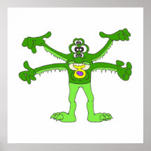 Grünes alienmonster plakatdrucke