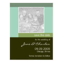 Grünes, aquamarines u. Aqua-Foto Save the Date Postkarten
