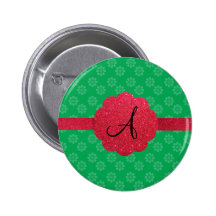 Grünes Blumenmonogramm Buttons