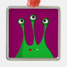 Grünes Cartoon-alien Weihnachtsornament