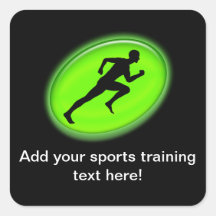 Grünes Glühen-Fitness-Logo Quadrataufkleber