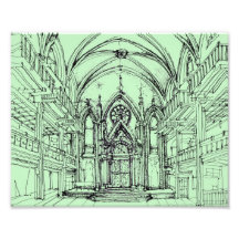 Grünes gotisches Orensanz Zeichnen Fotodruck