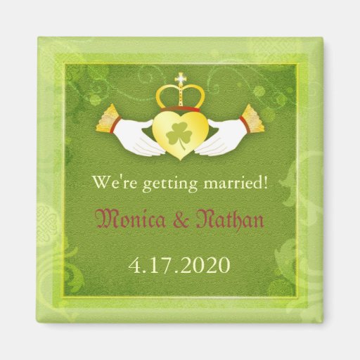 Grünes irisches Save the Date Wedding Magneten