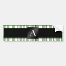 Grünes kariertes des Monogramms Autosticker