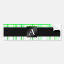 Grünes Neonkariertes des Monogramms Auto Sticker