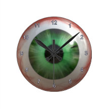 Gruselige grüne Augapfel-Halloween-Spaß-Uhr