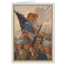 Gruß-Karte mit amerikanischem WWII Propaganda-Plak