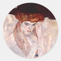 Gustav Klimt ~ der schwarze Hut 1910 Runde Aufkleber