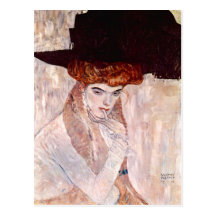 Gustav Klimt ~ der schwarze Hut 1910 Postkarte