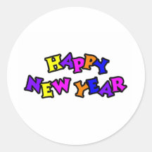 Guten Rutsch ins Neue Jahr-Farbe 4 Runde Sticker