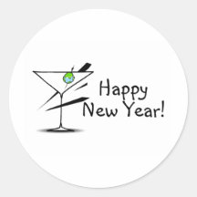 Guten Rutsch ins Neue Jahr Martini Runde Aufkleber