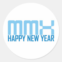 Guten Rutsch ins Neue Jahr MMX (Blau) Runde Aufkleber
