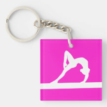 Gymnast Keychain w/Name Rosa Schlüsselanhänger