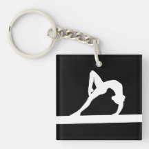 Gymnast Keychain w/Name Schwarzes Schlüsselanhänger