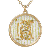 H-Anfangsmonogramm-"Goldpin-Streifen-" Halskette