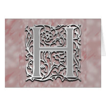 H Monogram "Silver Stone" Note Card Greeting Card