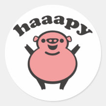 haaapy - happy pig sticker