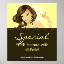 Haar-Salon-Plakat-hübscher Frauen-Gelb-Schmuck