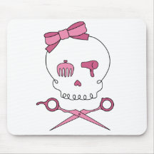 Haar-zusätzlicher Schädel u. Scissor gekreuzte Kno Mousepads
