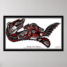 "HAIDA-GEIST" erster Nation-ähnlicher Otter-Kunst- Posterdrucke