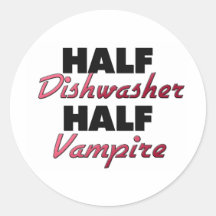 Halbe Spülmaschinen-halber Vampir Runde Sticker