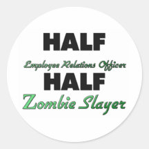 Halber Angestellte Beziehungs-Offizier-halber Zomb Runder Sticker